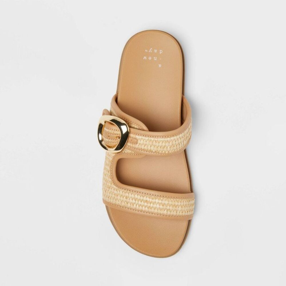 Women’s Meg Sandals with Memory Foam Insole - A New Day Beige 9 - Picture 3 of 4